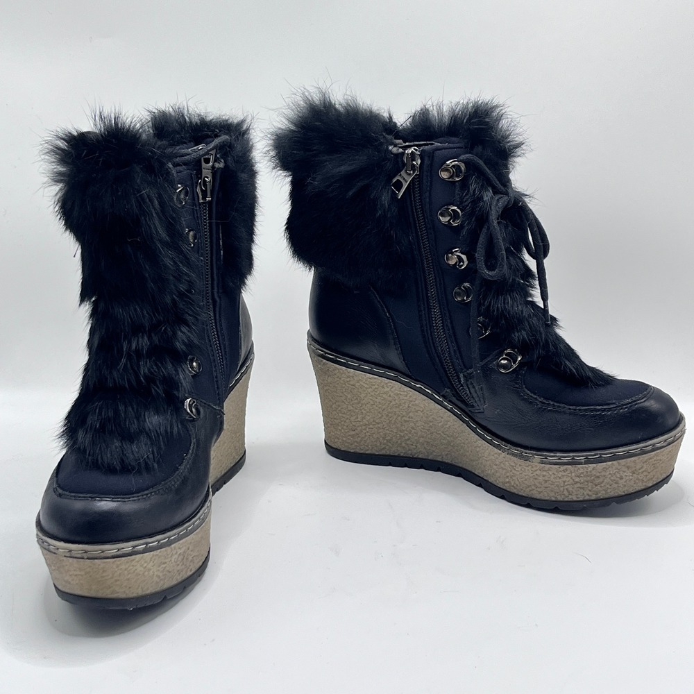 Rudsak Torres Rabbit Fur Wedge Boots Italy Size 36 US 5.5-6
